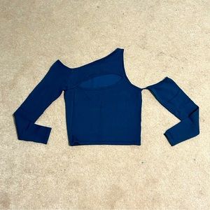 Runaway Teal Cropped Sweater with Cutout